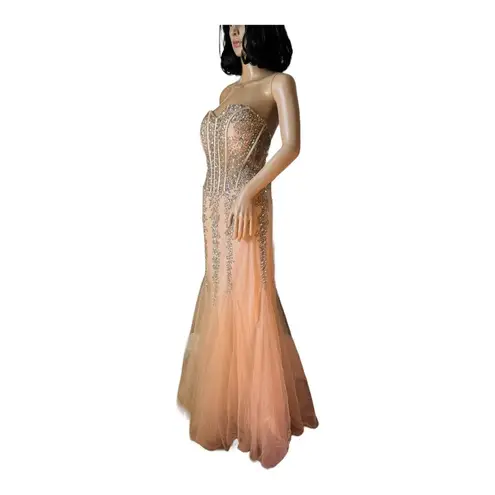 Anny Lee  Mermaid Sweetheart Sheer Bodice formal dress in nude size large