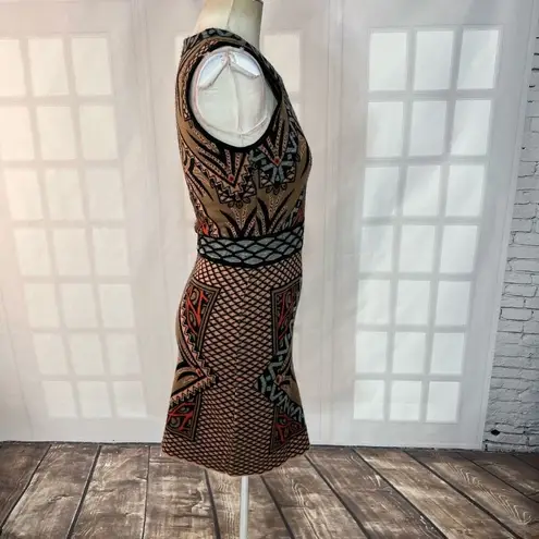 Kerisma  Multicolor Sleeveless Knit Patterned Wool Bodycon Mini Dress Size Medium