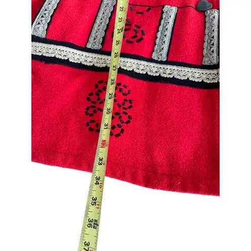 Anthony Mark Hankins Colorblock Wool Blend Coat With Embroidery & Lace Trim Sz3x Red Size 3X