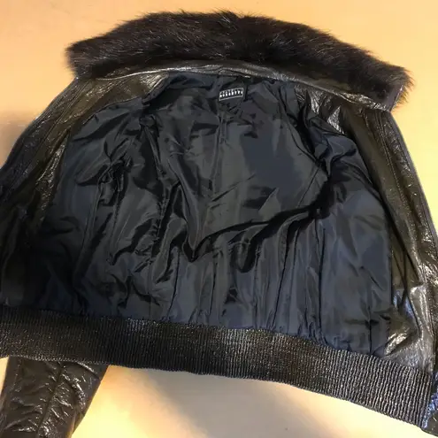 FRATELLI ROSSETTI BROWN LEATHER & BEAVER FUR COLLAR BOMBER JACKET (40) Size undefined