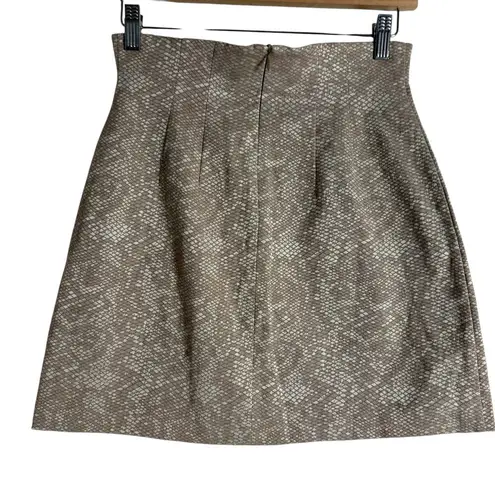 Finders Keepers Beige Snake Print A-Line Mini Skirt Size Medium
