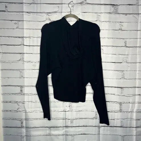 Cyrus Black Fleece Pullover Hoodie S Cozy Loungewear Soft Casual Top Knit Y2K