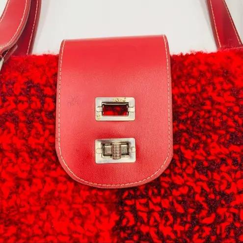 Vintage Red Sweater Bucket Style Shoulder Bag