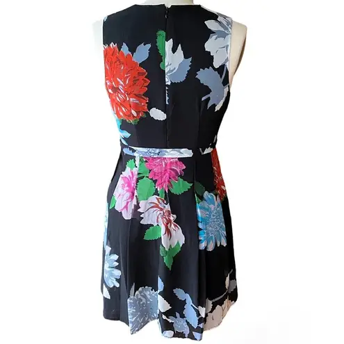 NWT ~ KIRNA ZABETE Black Multicolor Top Wrap Floral Dress ~ Women's Size 10