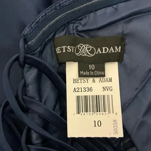 Betsy and Adam Beaded Strapless Fit and Flare Cocktail Dress Blue and Gold Size 10 - Image 8