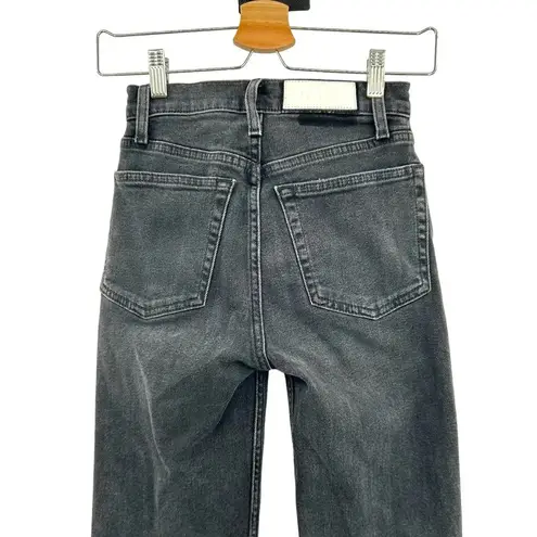 RE/DONE Originals 70s Stove Pipe Jeans Faded Coal With Rips Size 23