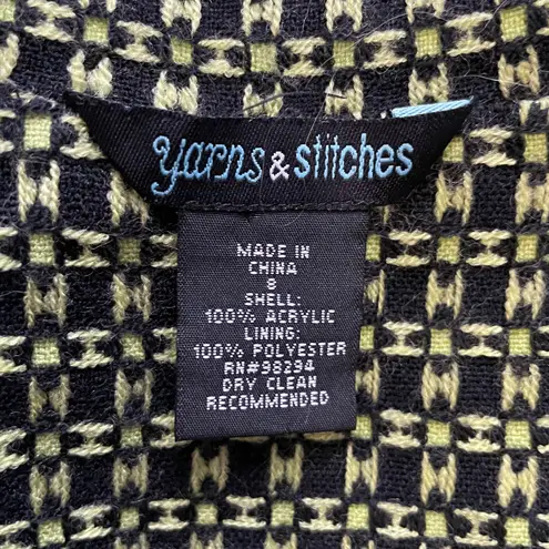 Yarns & Stitches Lime Green and Black Basket Weave Rattan Pattern Blazer Size 8