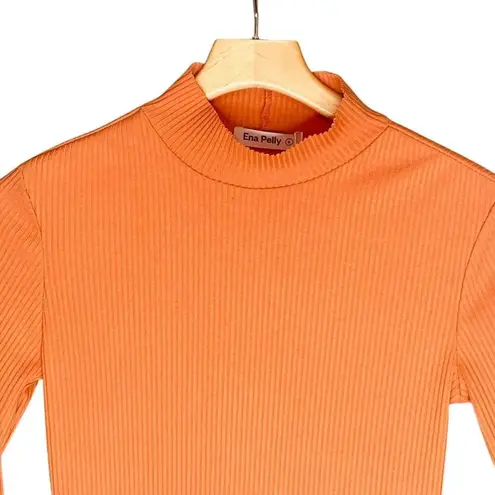 Ena Pelly by Revolve Long Sleeve Rib Sweater Top Orange