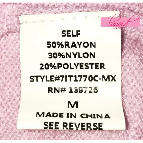 Brooklyn Karma NEW Distressed Low V Sweater Lavender Blush Off-The-Shoulder M