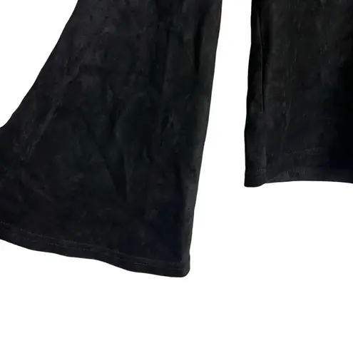 Design Lab Lord & Taylor Black Long Bell Sleeve Faux Suede Keyhole Top Size S