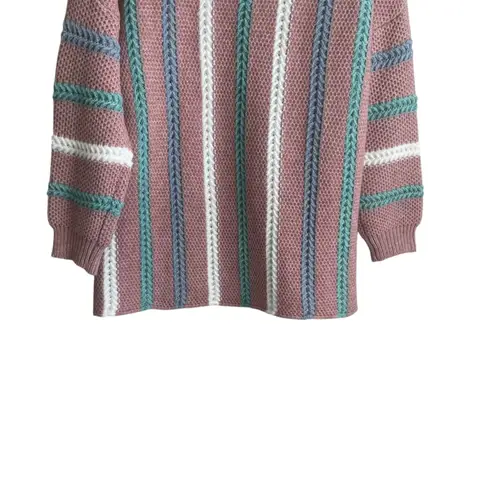 Davi & Dani Women Tunic Sweater L Rose Waffle Knit Cozy Balletcore Feminine NEW