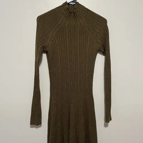 Boden Tessa Knitted Sweater Cable Ribbed Fit and Flare Dress in Dark Moss Green Size 2