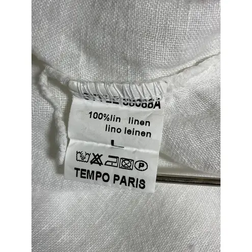 Tempo Paris Linen Top Made in Italy Dolman Sleeve Oversized White Size Large