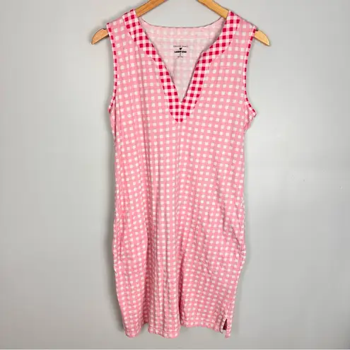 Draper James x Lands End Gingham Sleeveless Swim Coverup Dress Pink Size Small