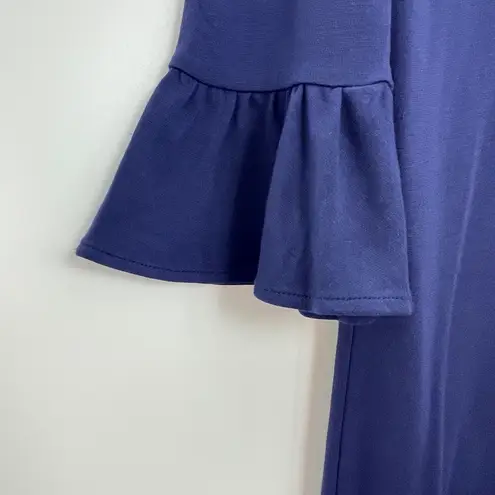 Tori Richard Womens Navy Blue Embroidered Bell Sleeve Tunic Boho Dress Size XS - Image 6