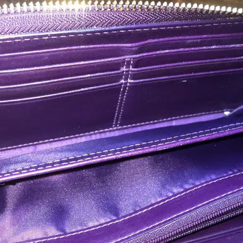 Coach  Purple Patent Leather Full Zip Continental Wallet with Interior Coin Purse