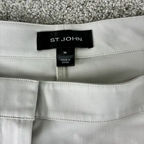 St. John Collection Women's Size 14 Beige Wide Leg Cropped Career Pants Designer