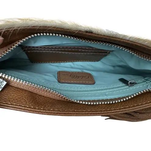 CATCHFLY STUDIO Aunthentic Leather Bohemian Western Convertible Clutch Purse Bag Brown