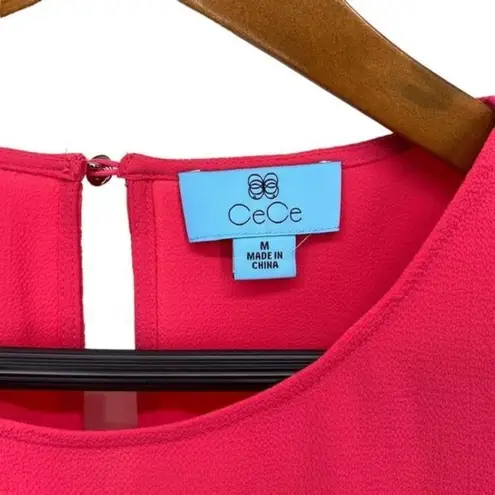 CeCe Pink Ruffle Sleeve Silk Peasant Blouse Top