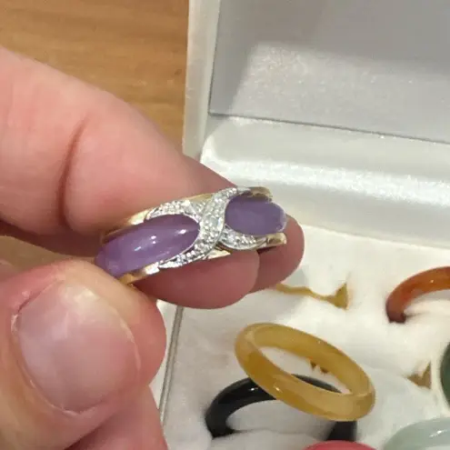 Vintage 14K Gold Interchangeable Ring Set with Diamonds size 7