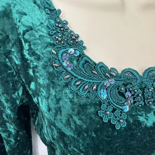 All that jazz Vintage Y2K Forest Fairy Beaded Velvet Dress Small Green Polyester