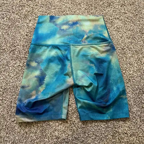 Beyond Yoga  blue & green tie-dye bike shorts