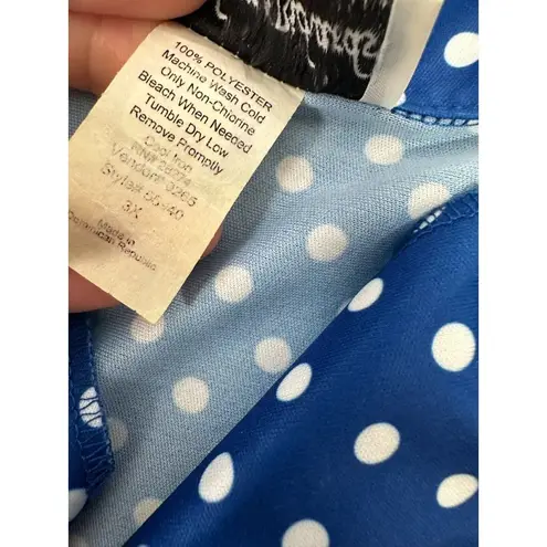 Lounge Vintage Anthony Richards 3X Womens Top MuuMuu Blouse Polka Dot Blue White
