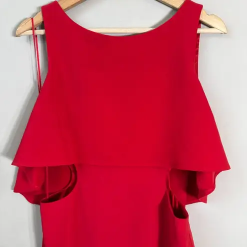 Badgley Mischka Badgley Mishcka Belle Cut Out Formal Maxi Dress Womens 6 Red Slit Cocktail Party