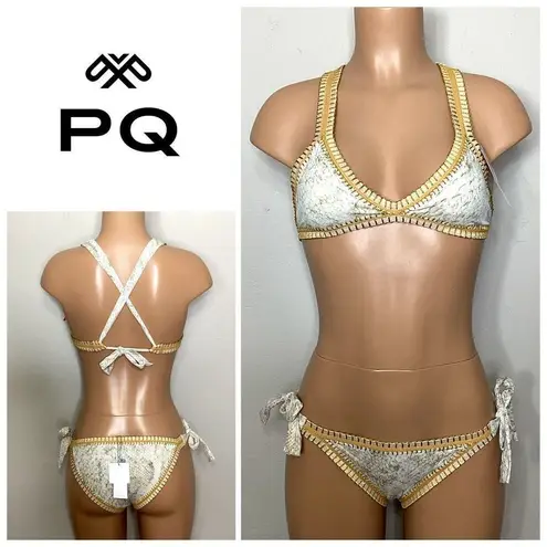 PilyQ New.  Cobra Crochet trim bikini. S-top/M-bottom. Retails $178