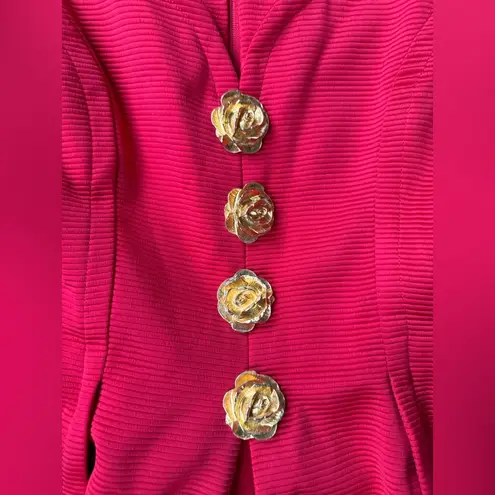 Vintage Riff’s custom red rosette button dress, size small