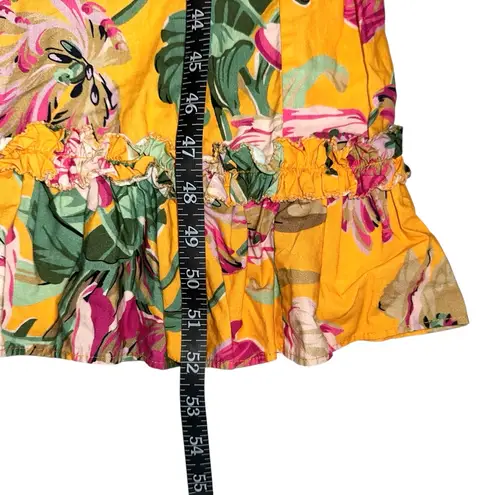 Love the Label Topanga Floral Yellow Tiered Midi Dress LARGE