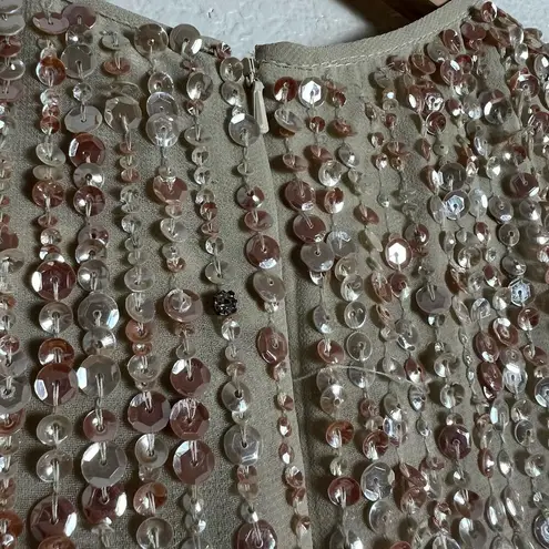 Mac Duggal 93603 Nude Sequined High Neck Sleeveless Column Gown Size 4