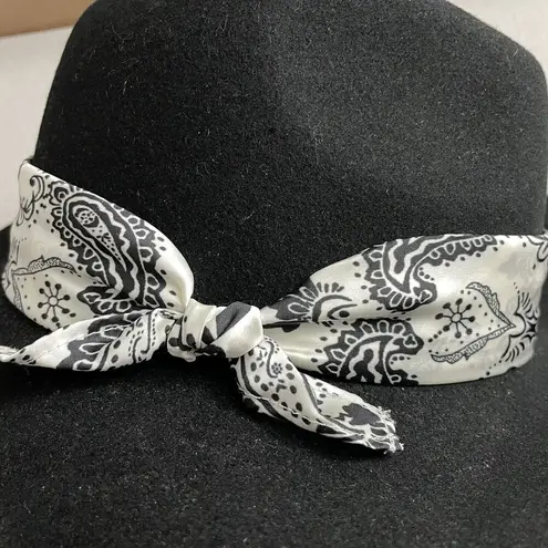 Genie by Eugenia Kim Wool Fedora Hat Black Womens Paisley Band White Outdoors