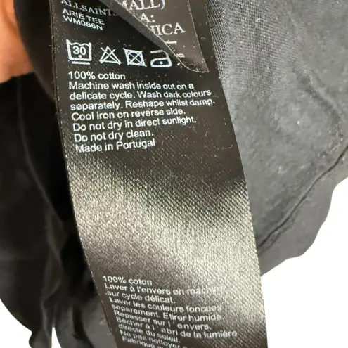 AllSaints Arie Black Ruched Oversized Drawstring Crewneck Tee Size XS