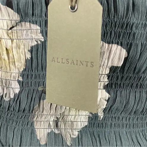 ALLSAINTS NWT Lara Cordelia Off Shoulder Top Size 0 Smoke Grey Floral Blouse