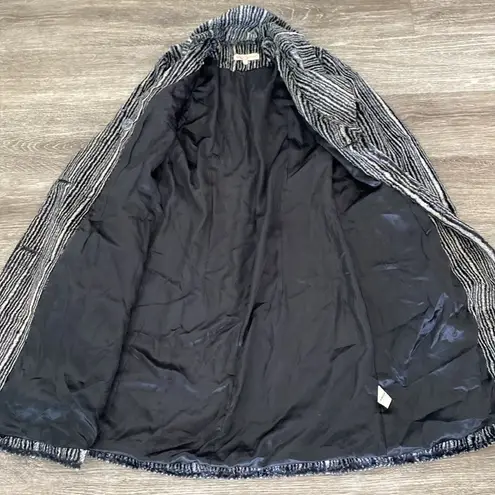 Vintage y2k faux fur striped knee length long coat tan black small