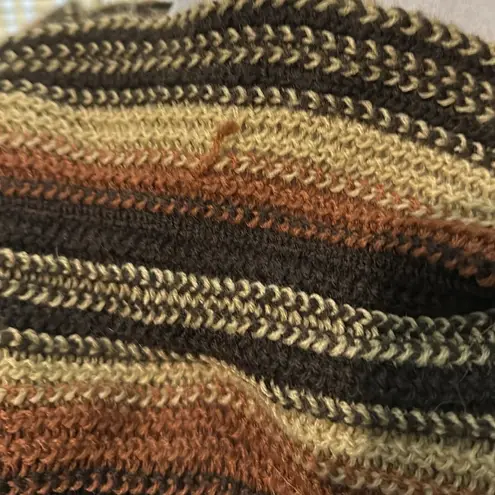 La Fiorentina 100% Acrylic Loose Knit Rolled Fringed Scarf Dark Autumn Colors Brown