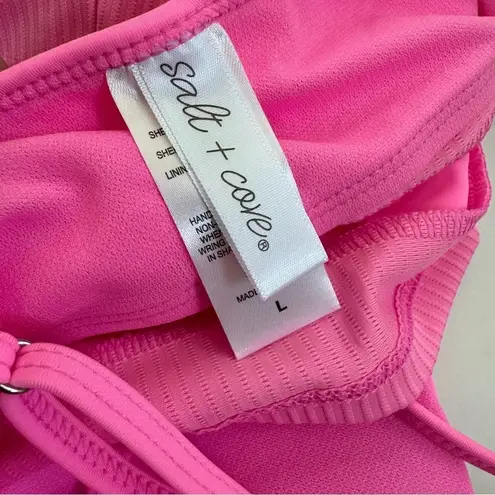 NWT Salt + Cove Not What It Seams Bikini Crop Top Peony Pink Size L Size L
