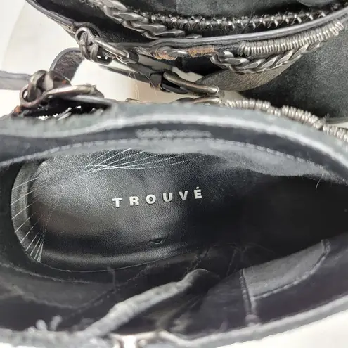 Trouve Bristol Womens Chained Ankle Boots 7M Black Suede Leather Western Bootie Size 7