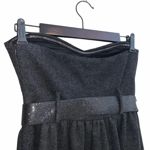 Susana Monaco Strapless Wool Dress with Glittery Belt