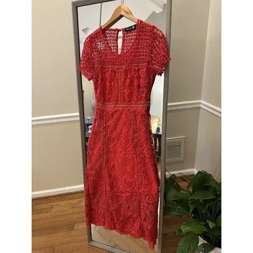 Darity Red Crochet Lace Dress Cocktail Party Formal XS