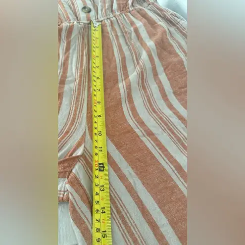 Jason Wu J Striped Linen Button Front Jumpsuit Terracotta Relaxed Comfy Small