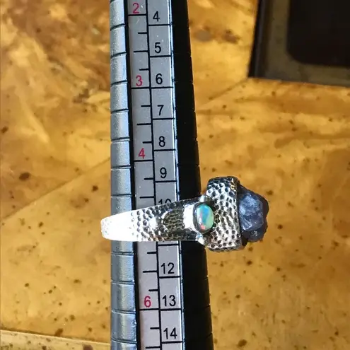 Natural Tanzanite Ethiopian Opal Sterling Silver Ring Size 5