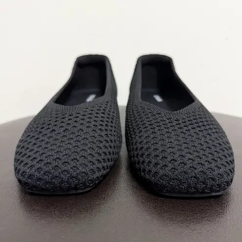 Vivaia Black Margot Open Knit Square Toe V Cut Opening Slip On Flats 40.5 9 9.5