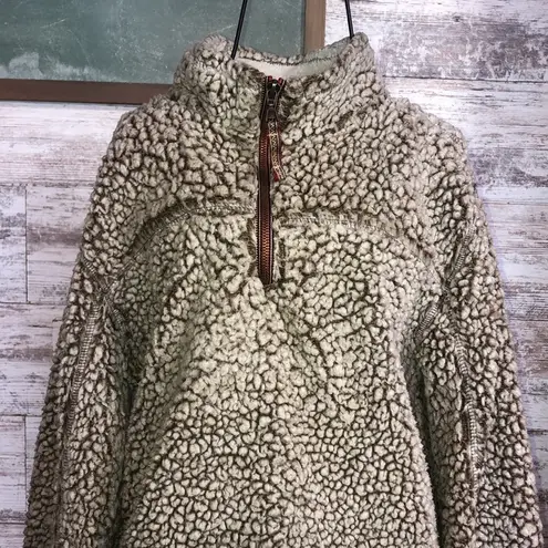 Grizzly sherpa quarter zip sweatshirt pull over top size small brown/tan warm