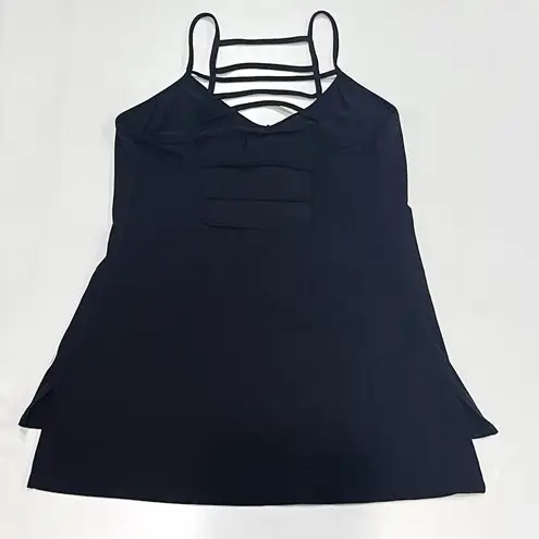 NUX Soulcycle M Ladder Tank Top Strappy Sleeveless Stretch Workout Top Gym Cami Black Size M