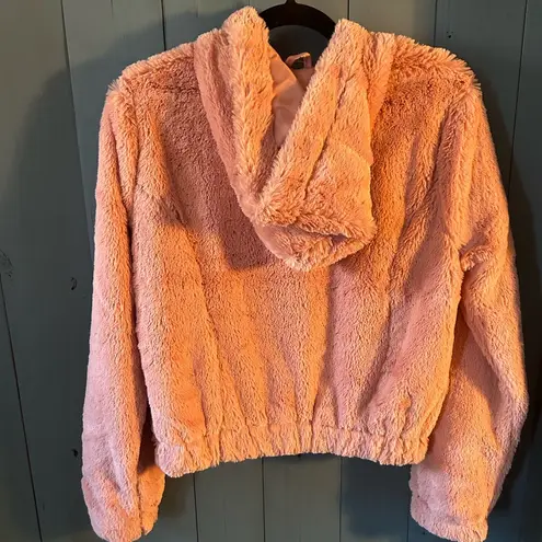 Ambiance Outerwear Pink Fluffy Jacket, Size Small