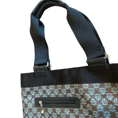 Michelle & Yvette MY Oilcloth Large Tote Bag Purse Damask Print Deep Carry All Blue