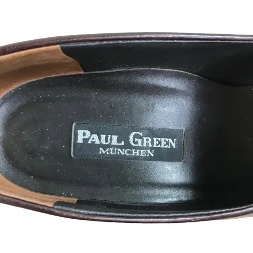 Paul Green  Pump Heels Sz 8.5 Brown Leather Square Toe Sleek Y2K Busines Elegant