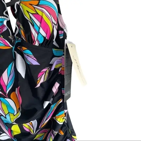 New! Profile by Gottex Monaco Halter Tankini Top Black Size 8